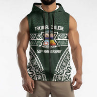 Personalised Tonga Takuilau College Sleeveless Zip Hoodie 50th Anniversary Ngatu Kupesi - Polynesian Pride