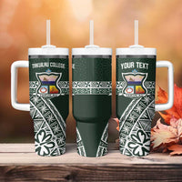 Personalised Tonga Takuilau College Tumbler With Handle 50th Anniversary Ngatu Kupesi - Polynesian Pride