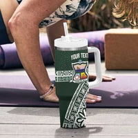 Personalised Tonga Takuilau College Tumbler With Handle 50th Anniversary Ngatu Kupesi - Polynesian Pride