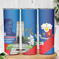 Philippines Rizal Day Skinny Tumbler Filipino Motto Stella Polynesian Pattern - Polynesian Pride