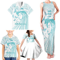 Polynesia Cervical Cancer Awareness Month Family Matching Tank Maxi Dress and Hawaiian Shirt Polynesian Women Faith Hope Love!