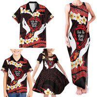 Polynesia AIDS Awareness Month Family Matching Tank Maxi Dress and Hawaiian Shirt Take The Rights Path Polynesian Pattern