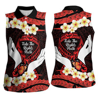 Polynesia AIDS Awareness Month Women Sleeveless Polo Shirt Take The Rights Path Polynesian Pattern