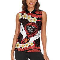 Polynesia AIDS Awareness Month Women Sleeveless Polo Shirt Take The Rights Path Polynesian Pattern