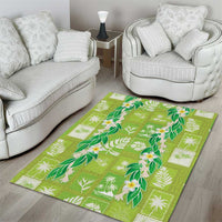 Aloha Hawaii Tuberose Lei Area Rug Tropical Vibes Green Color - Polynesian Pride
