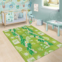 Aloha Hawaii Tuberose Lei Area Rug Tropical Vibes Green Color - Polynesian Pride