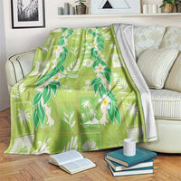 Aloha Hawaii Tuberose Lei Blanket Tropical Vibes Green Color - Polynesian Pride