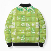 Aloha Hawaii Tuberose Lei Bomber Puffer Jacket Tropical Vibes Green Color - Polynesian Pride