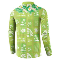 Aloha Hawaii Tuberose Lei Button Sweatshirt Tropical Vibes Green Color - Polynesian Pride
