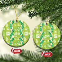 Aloha Hawaii Tuberose Lei Ceramic Ornament Tropical Vibes Green Color - Polynesian Pride