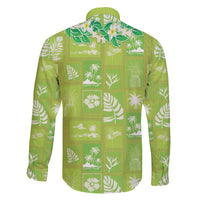 Aloha Hawaii Tuberose Lei Family Matching Off Shoulder Short Dress and Hawaiian Shirt Tropical Vibes Green Color - Polynesian Pride