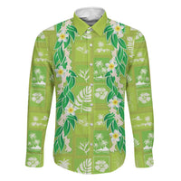 Aloha Hawaii Tuberose Lei Family Matching Puletasi and Hawaiian Shirt Tropical Vibes Green Color - Polynesian Pride