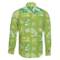 Aloha Hawaii Tuberose Lei Family Matching Puletasi and Hawaiian Shirt Tropical Vibes Green Color - Polynesian Pride