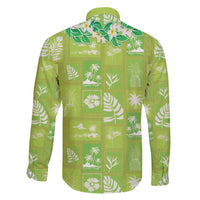 Aloha Hawaii Tuberose Lei Family Matching Short Sleeve Bodycon Dress and Hawaiian Shirt Tropical Vibes Green Color LT14 - Polynesian Pride