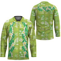 Aloha Hawaii Tuberose Lei Hockey Jersey Tropical Vibes Green Color - Polynesian Pride