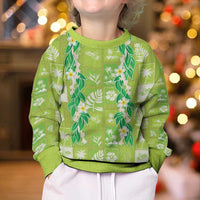 Aloha Hawaii Tuberose Lei Kid Ugly Christmas Sweater Tropical Vibes Green Color - Polynesian Pride