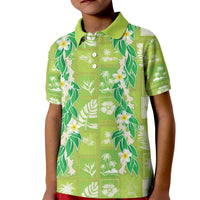 Aloha Hawaii Tuberose Lei Kid Polo Shirt Tropical Vibes Green Color - Polynesian Pride