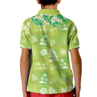 Aloha Hawaii Tuberose Lei Kid Polo Shirt Tropical Vibes Green Color - Polynesian Pride