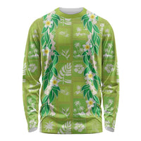 Aloha Hawaii Tuberose Lei Long Sleeve Shirt Tropical Vibes Green Color - Polynesian Pride