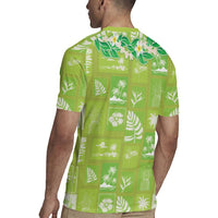 Aloha Hawaii Tuberose Lei Rugby Jersey Tropical Vibes Green Color - Polynesian Pride