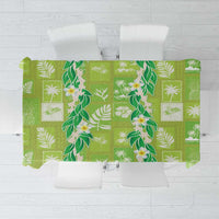 Aloha Hawaii Tuberose Lei Tablecloth Tropical Vibes Green Color - Polynesian Pride