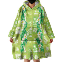 Aloha Hawaii Tuberose Lei Wearable Blanket Hoodie Tropical Vibes Green Color - Polynesian Pride
