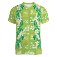 Aloha Hawaii Tuberose Lei Women V-Neck T-Shirt Tropical Vibes Green Color LT14 Female Green - Polynesian Pride
