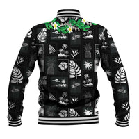 Aloha Hawaii Tuberose Lei Baseball Jacket Tropical Vibes Black Color - Polynesian Pride