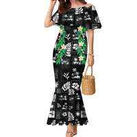 Aloha Hawaii Tuberose Lei Family Matching Mermaid Dress and Hawaiian Shirt Tropical Vibes Black Color LT14 Black - Polynesian Pride