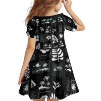 Aloha Hawaii Tuberose Lei Family Matching Off The Shoulder Long Sleeve Dress and Hawaiian Shirt Tropical Vibes Black Color LT14 - Polynesian Pride