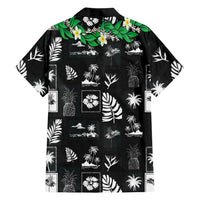 Aloha Hawaii Tuberose Lei Family Matching Off Shoulder Short Dress and Hawaiian Shirt Tropical Vibes Black Color LT14 - Polynesian Pride