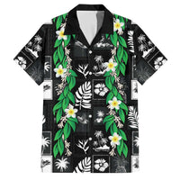 Aloha Hawaii Tuberose Lei Family Matching Puletasi and Hawaiian Shirt Tropical Vibes Black Color - Polynesian Pride