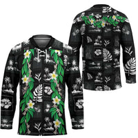 Aloha Hawaii Tuberose Lei Hockey Jersey Tropical Vibes Black Color - Polynesian Pride