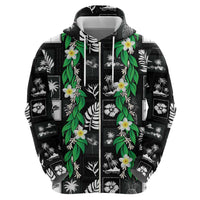 Aloha Hawaii Tuberose Lei Hoodie Tropical Vibes Black Color - Polynesian Pride