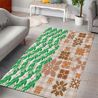 Aloha Hawaii Palaka Tuberose Lei Area Rug Hawaiian Quilt Seamless Style - Polynesian Pride
