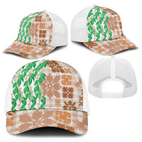 Aloha Hawaii Palaka Tuberose Lei Baseball Net Cap Hawaiian Quilt Seamless Style LT14 - Polynesian Pride