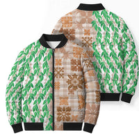 Aloha Hawaii Palaka Tuberose Lei Bomber Puffer Jacket Hawaiian Quilt Seamless Style - Polynesian Pride