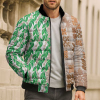 Aloha Hawaii Palaka Tuberose Lei Bomber Puffer Jacket Hawaiian Quilt Seamless Style - Polynesian Pride