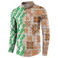 Aloha Hawaii Palaka Tuberose Lei Button Sweatshirt Hawaiian Quilt Seamless Style - Polynesian Pride
