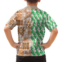Aloha Hawaii Palaka Tuberose Lei Family Matching Long Sleeve Bodycon Dress and Hawaiian Shirt Hawaiian Quilt Seamless Style LT14 - Polynesian Pride