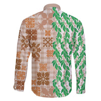 Aloha Hawaii Palaka Tuberose Lei Family Matching Long Sleeve Bodycon Dress and Hawaiian Shirt Hawaiian Quilt Seamless Style - Polynesian Pride