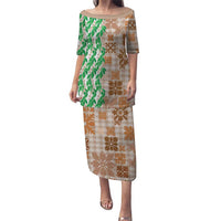 Aloha Hawaii Palaka Tuberose Lei Family Matching Puletasi and Hawaiian Shirt Hawaiian Quilt Seamless Style - Polynesian Pride