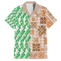 Aloha Hawaii Palaka Tuberose Lei Family Matching Short Sleeve Bodycon Dress and Hawaiian Shirt Hawaiian Quilt Seamless Style - Polynesian Pride