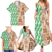 Aloha Hawaii Palaka Tuberose Lei Family Matching Summer Maxi Dress and Hawaiian Shirt Hawaiian Quilt Seamless Style LT14 - Polynesian Pride