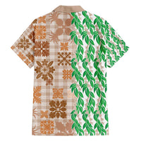 Aloha Hawaii Palaka Tuberose Lei Family Matching Tank Maxi Dress and Hawaiian Shirt Hawaiian Quilt Seamless Style - Polynesian Pride
