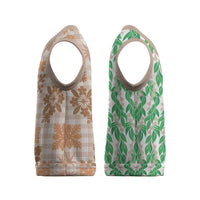 Aloha Hawaii Palaka Tuberose Lei Christmas Knitted V-Neck Vest Hawaiian Quilt Seamless Style - Polynesian Pride