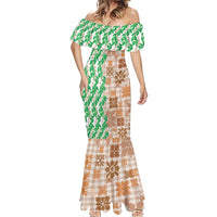 Aloha Hawaii Palaka Tuberose Lei Mermaid Dress Hawaiian Quilt Seamless Style - Polynesian Pride