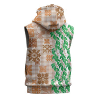 Aloha Hawaii Palaka Tuberose Lei Sleeveless Zip Hoodie Hawaiian Quilt Seamless Style LT14 - Polynesian Pride
