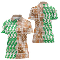 Aloha Hawaii Palaka Tuberose Lei Women Polo Shirt Hawaiian Quilt Seamless Style LT14 - Polynesian Pride