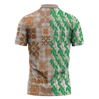 Aloha Hawaii Palaka Tuberose Lei Zipper Polo Shirt Hawaiian Quilt Seamless Style LT14 - Polynesian Pride